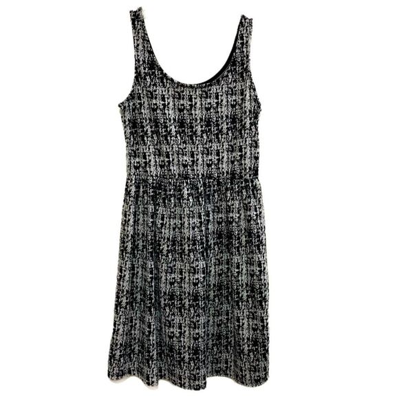 DELIRIOUS DRESS WOMEN MEDIUM GRAY BLACK JUMPER GATHERED WAIST A-LINE MINI. - Picture 1 of 8